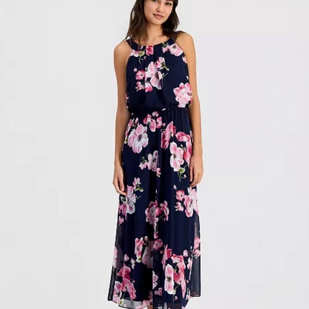 Robbie bee Women's Floral Print halter Maxi Dress